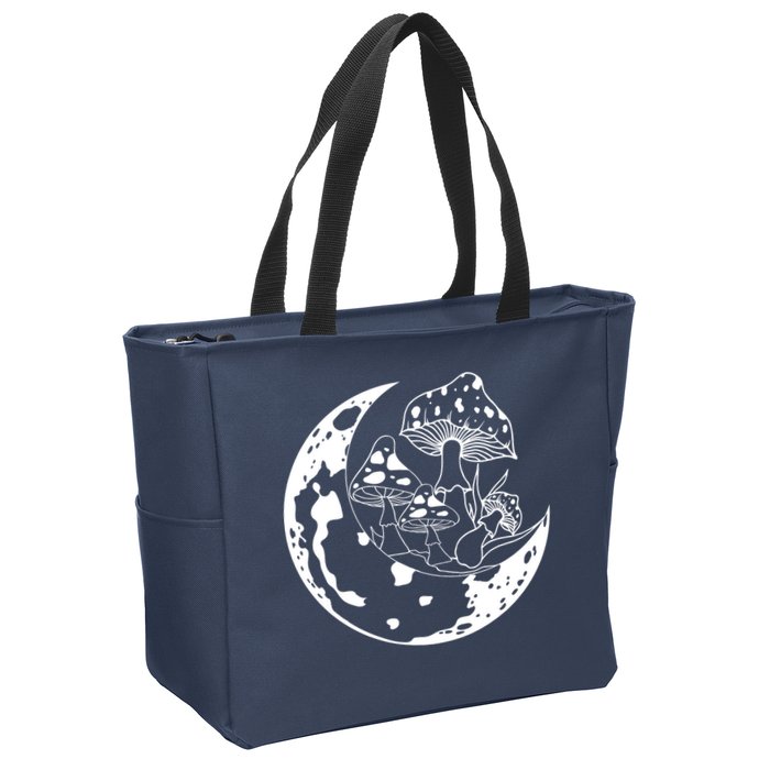 Goblincore Moon Aesthetic Dark Academia Mushroom Zip Tote Bag