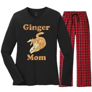 Ginger Mom Adorable Cat Feline Lover Cat Mom Women's Long Sleeve Flannel Pajama Set 