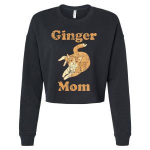 Ginger Mom Adorable Cat Feline Lover Cat Mom Cropped Pullover Crew