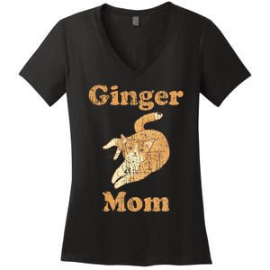 Ginger Mom Adorable Cat Feline Lover Cat Mom Women's V-Neck T-Shirt