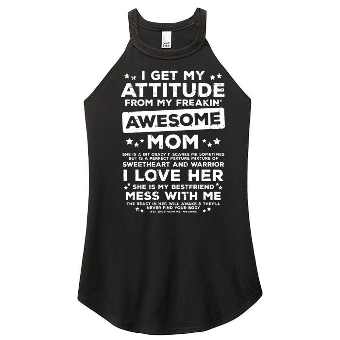 Got My Attitude From Awesome Mom Mothers Day Daughter Son Women’s Perfect Tri Rocker Tank