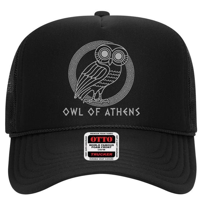 Greek Mythology Athena Owl Of Athens High Crown Mesh Back Trucker Hat