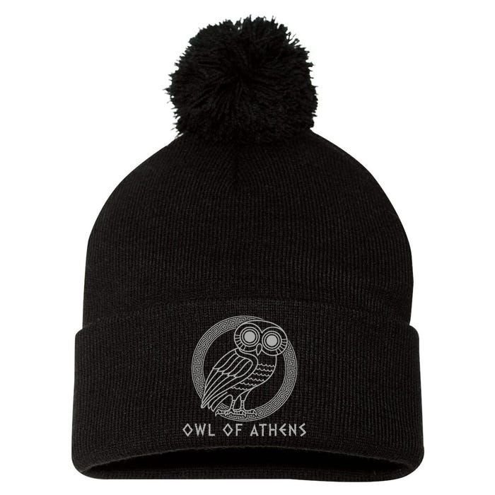 Greek Mythology Athena Owl Of Athens Pom Pom 12in Knit Beanie