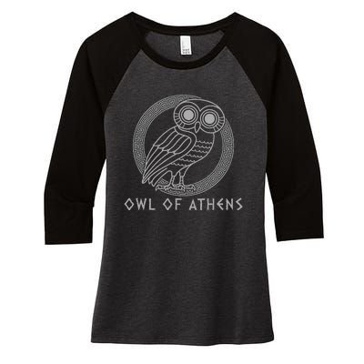 Greek Mythology Athena Owl Of Athens Women's Tri-Blend 3/4-Sleeve Raglan Shirt