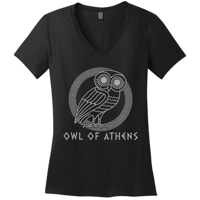 Greek Mythology Athena Owl Of Athens Women's V-Neck T-Shirt