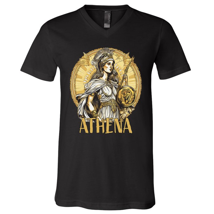 Greek Mythology Athena The Goddess Of Wisdom And War V-Neck T-Shirt