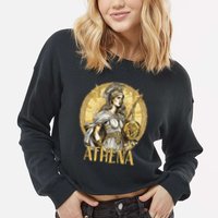 Greek Mythology Athena The Goddess Of Wisdom And War Cropped Pullover Crew