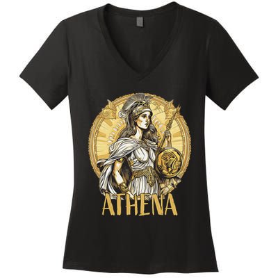 Greek Mythology Athena The Goddess Of Wisdom And War Women's V-Neck T-Shirt