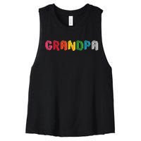 Grandpa Master Builder Building Bricks Blocks Family Set Women's Racerback Cropped Tank