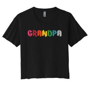 Grandpa Master Builder Building Bricks Blocks Family Set Women's Crop Top Tee