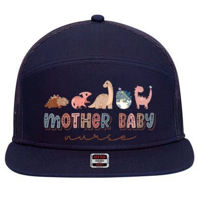 Groovy Mother Baby Nurse Postpartum Nursing Cute Dinosaur 7 Panel Mesh Trucker Snapback Hat