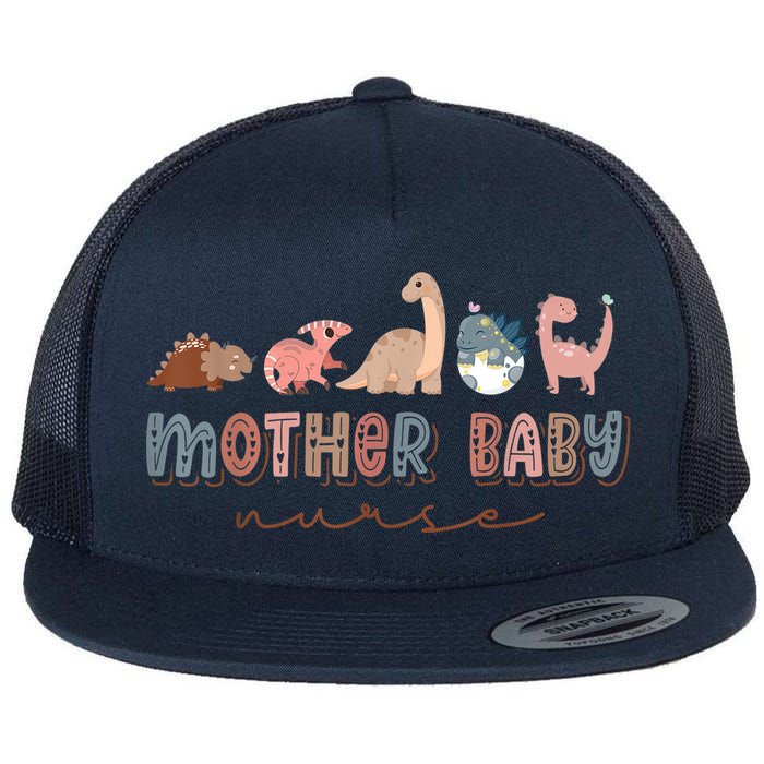 Groovy Mother Baby Nurse Postpartum Nursing Cute Dinosaur Flat Bill Trucker Hat