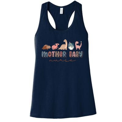 Groovy Mother Baby Nurse Postpartum Nursing Cute Dinosaur Women's Racerback Tank