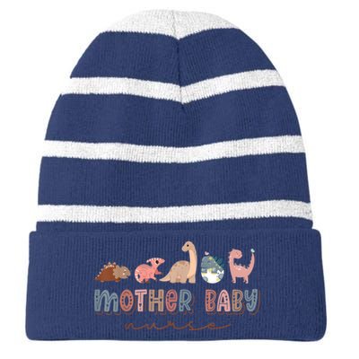 Groovy Mother Baby Nurse Postpartum Nursing Cute Dinosaur Striped Beanie with Solid Band