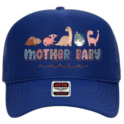 Groovy Mother Baby Nurse Postpartum Nursing Cute Dinosaur High Crown Mesh Back Trucker Hat