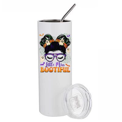 Groovy Messy Bun Bootiful Halloween Boo Ghost Gift Stainless Steel Tumbler