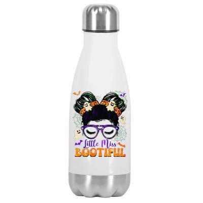 Groovy Messy Bun Bootiful Halloween Boo Ghost Gift Stainless Steel Insulated Water Bottle