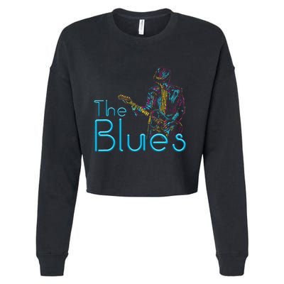 Guitarist Musician Blues Guitar Vintage Blues Music Lover Cropped Pullover Crew