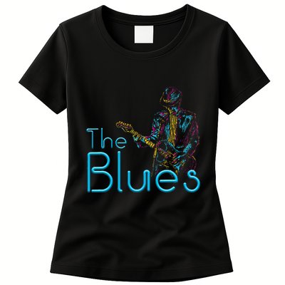 Guitarist Musician Blues Guitar Vintage Blues Music Lover Womens T-Shirt
