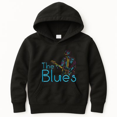 Guitarist Musician Blues Guitar Vintage Blues Music Lover Kids Hoodie