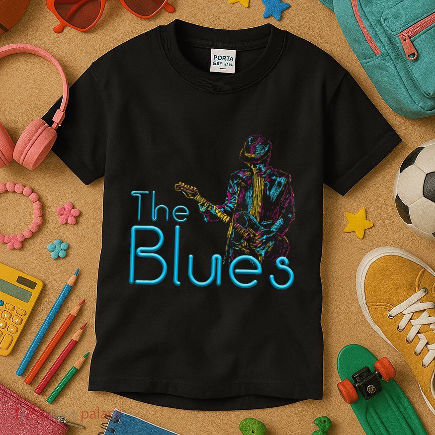 Guitarist Musician Blues Guitar Vintage Blues Music Lover Kids T-Shirt