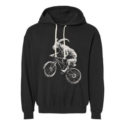 Goat Mountain Bike Funny Cycling Mtb Cyclist Biker Garment-Dyed Fleece Hoodie