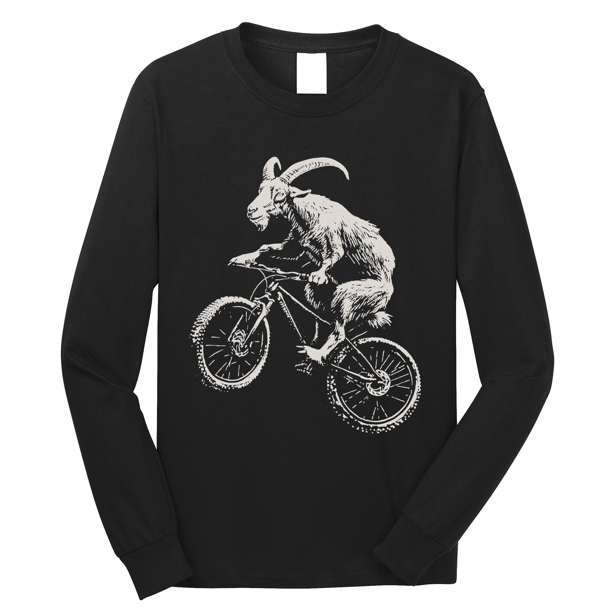 Goat Mountain Bike Funny Cycling Mtb Cyclist Biker Long Sleeve Shirt