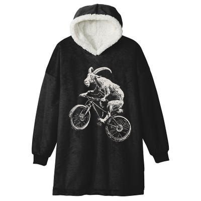 Goat Mountain Bike Funny Cycling Mtb Cyclist Biker Hooded Wearable Blanket