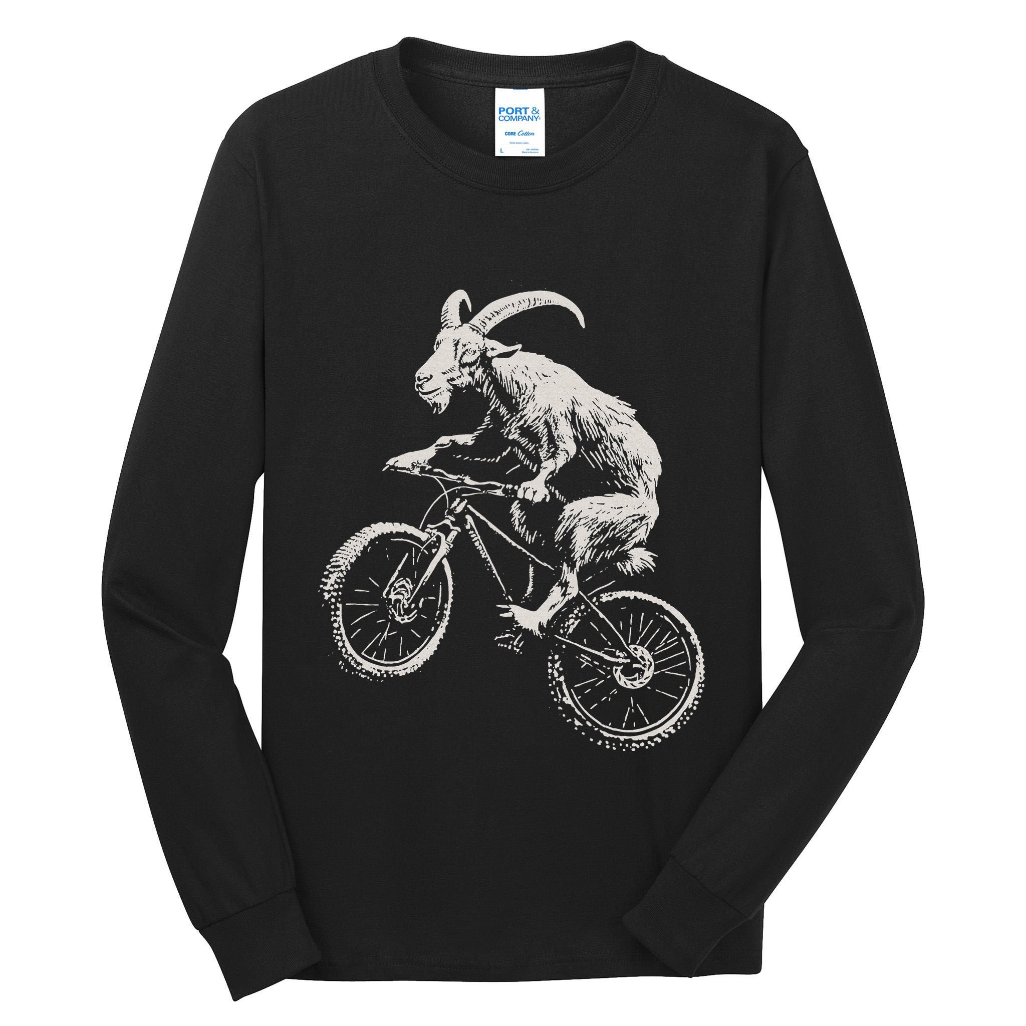 Goat Mountain Bike Funny Cycling Mtb Cyclist Biker Tall Long Sleeve T-Shirt