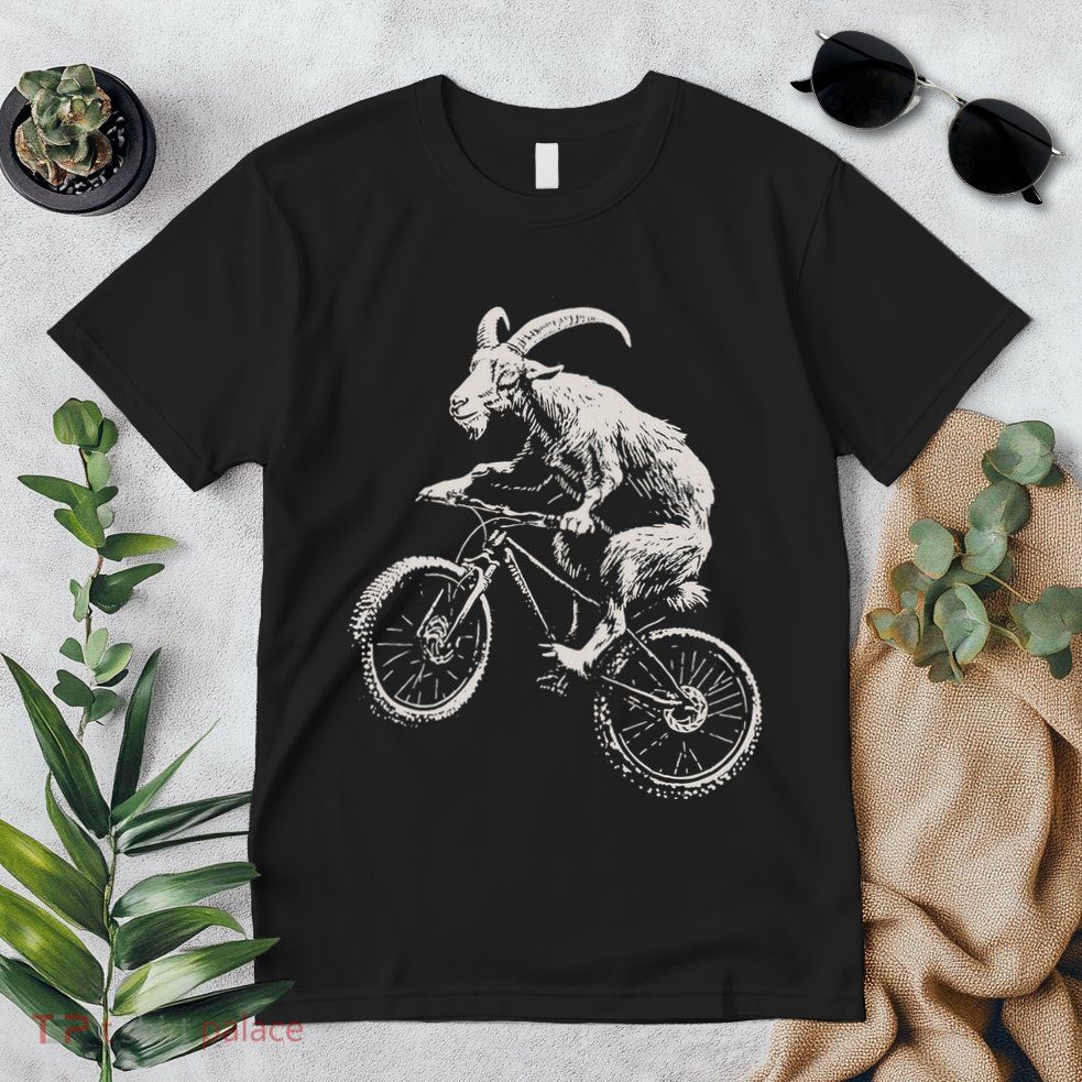 Goat Mountain Bike Funny Cycling Mtb Cyclist Biker Premium T-Shirt