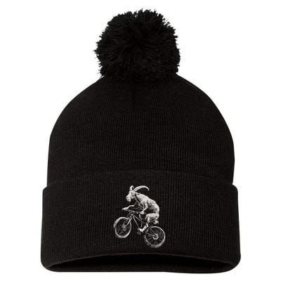Goat Mountain Bike Funny Cycling Mtb Cyclist Biker Pom Pom 12in Knit Beanie