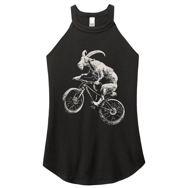 Goat Mountain Bike Funny Cycling Mtb Cyclist Biker Women's Perfect Tri Rocker Tank