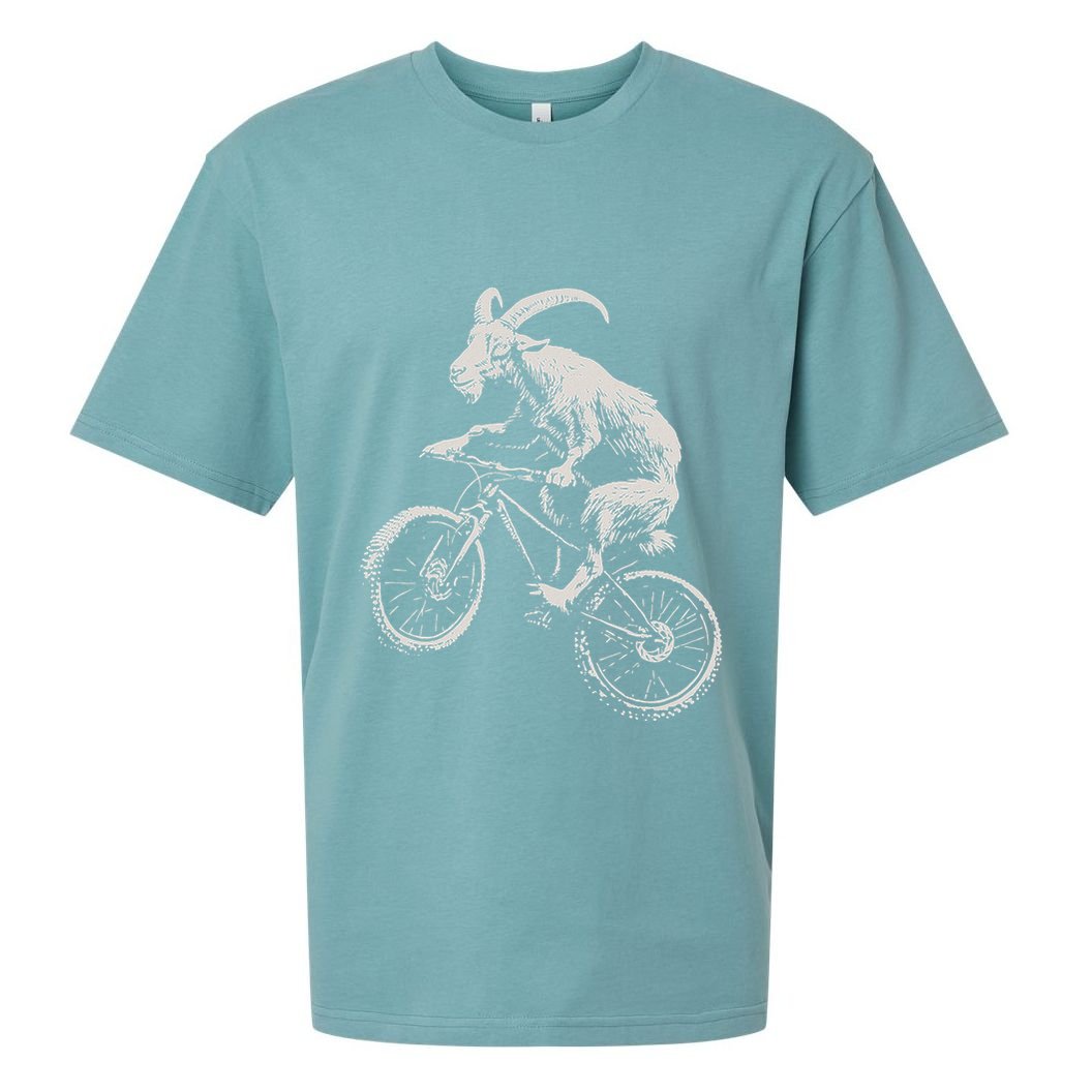 Goat Mountain Bike Funny Cycling Mtb Cyclist Biker Sueded Cloud Jersey T-Shirt