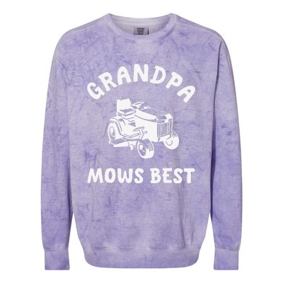 Grandpa Mows Best Lawn Mowing Mower Gardening Landscaping Colorblast Crewneck Sweatshirt