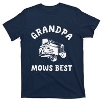 Grandpa Mows Best Lawn Mowing Mower Gardening Landscaping T-Shirt