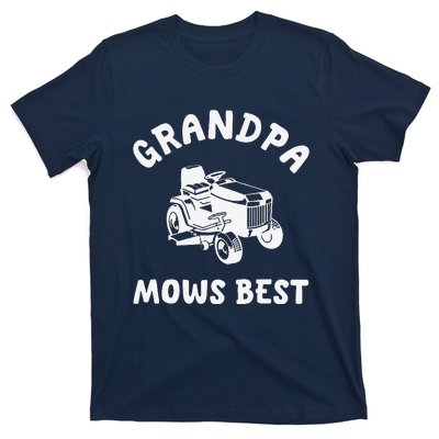 Grandpa Mows Best Lawn Mowing Mower Gardening Landscaping T-Shirt