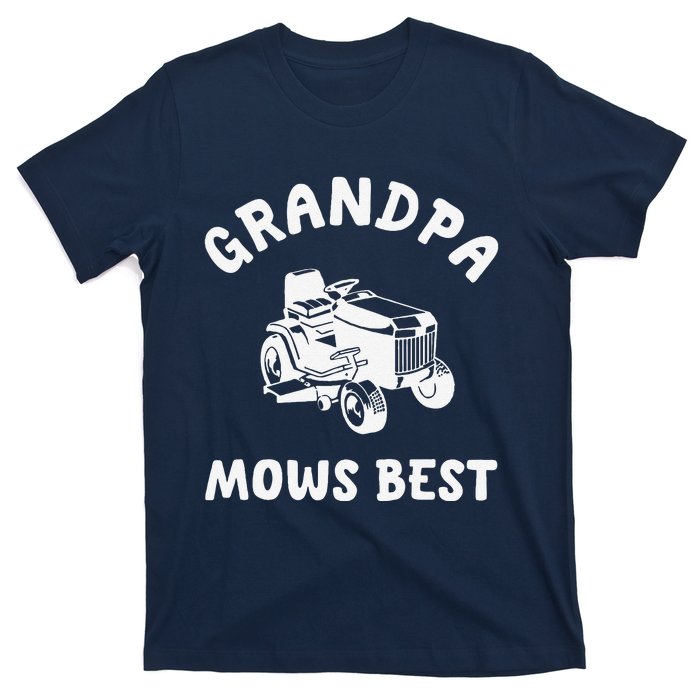 Grandpa Mows Best Lawn Mowing Mower Gardening Landscaping T-Shirt