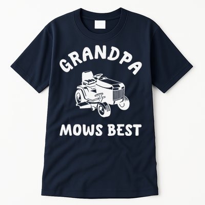 Grandpa Mows Best Lawn Mowing Mower Gardening Landscaping Tall T-Shirt