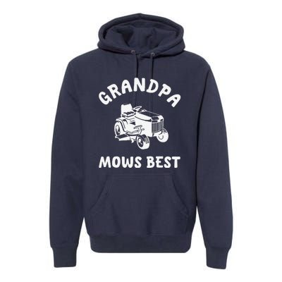 Grandpa Mows Best Lawn Mowing Mower Gardening Landscaping Premium Hoodie