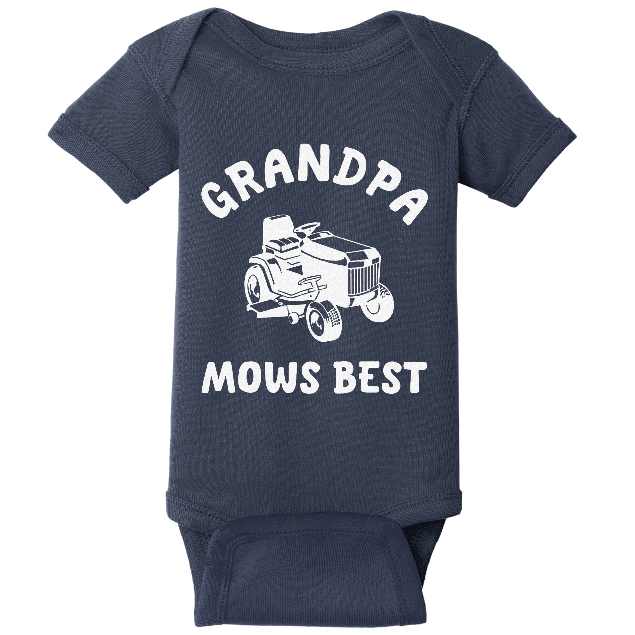 Grandpa Mows Best Lawn Mowing Mower Gardening Landscaping Baby Bodysuit