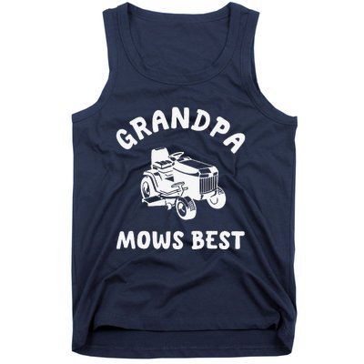 Grandpa Mows Best Lawn Mowing Mower Gardening Landscaping Tank Top