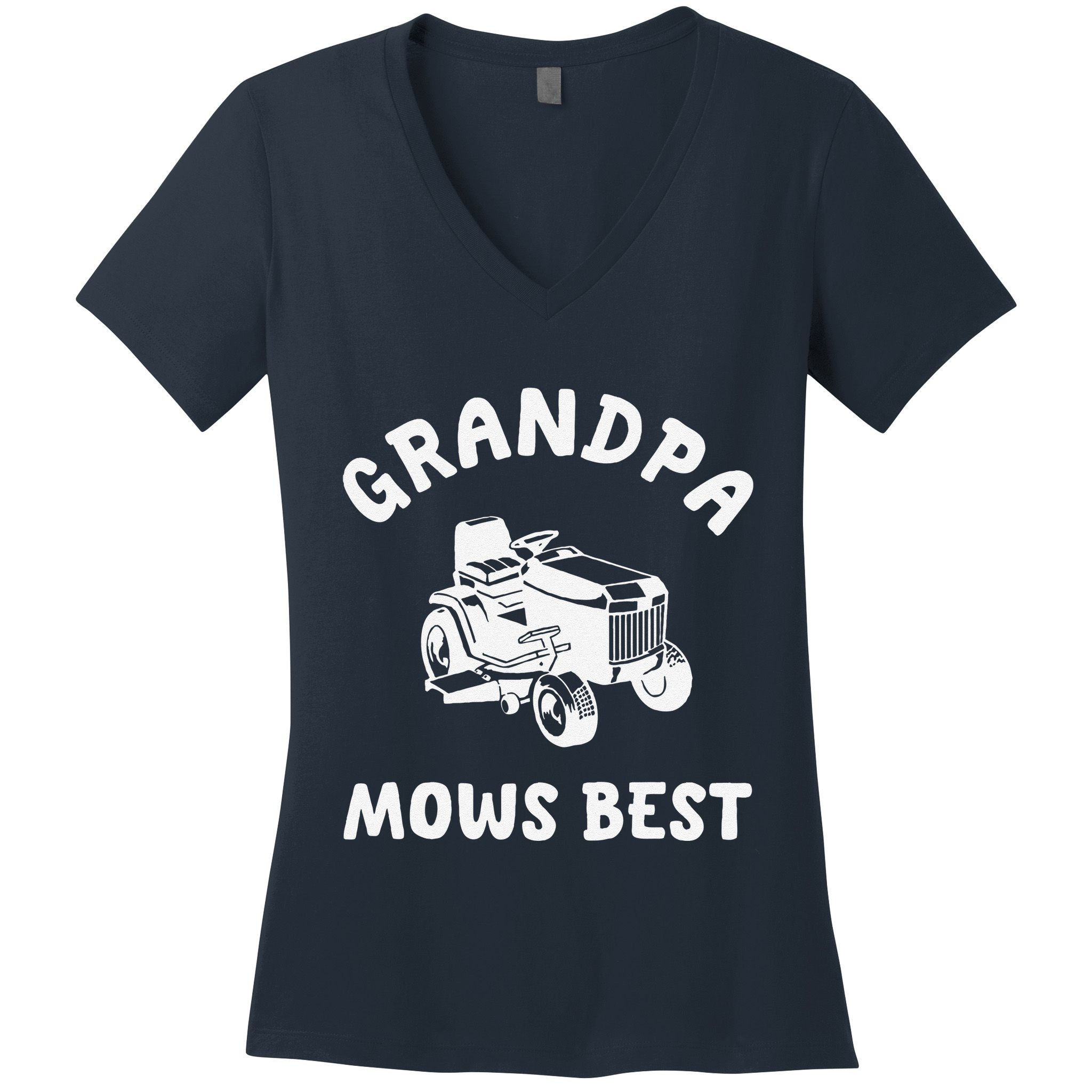 Grandpa Mows Best Lawn Mowing Mower Gardening Landscaping Women's V-Neck T-Shirt