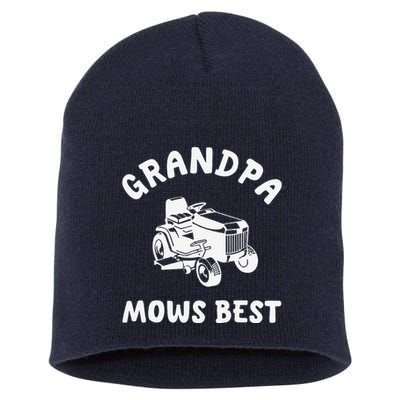 Grandpa Mows Best Lawn Mowing Mower Gardening Landscaping Short Acrylic Beanie