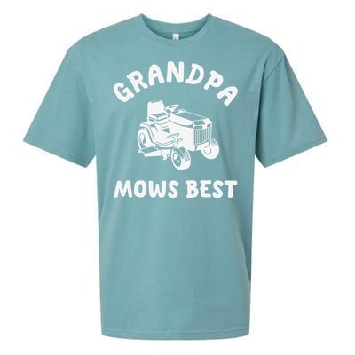 Grandpa Mows Best Lawn Mowing Mower Gardening Landscaping Sueded Cloud Jersey T-Shirt