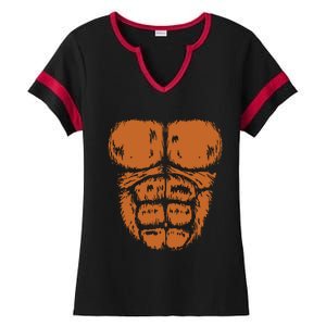 Gorilla Monkey Belly Chest Costume Diy Halloween Ladies Halftime Notch Neck Tee