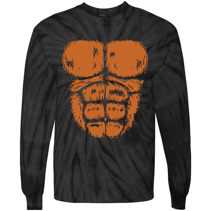 Gorilla Monkey Belly Chest Costume Diy Halloween Tie-Dye Long Sleeve Shirt