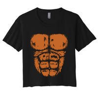 Gorilla Monkey Belly Chest Costume Diy Halloween Women's Crop Top Tee