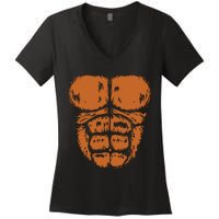 Gorilla Monkey Belly Chest Costume Diy Halloween Women's V-Neck T-Shirt