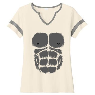 Gorilla Monkey Belly Chest Costume Diy Halloween Ladies Halftime Notch Neck Tee