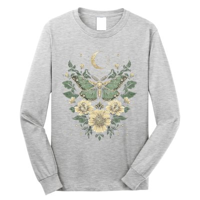 Goblincore Moth Butterfly Moon Phases Cottagecore Art Long Sleeve Shirt